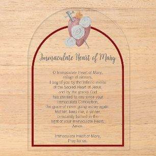 Invitations En Acrylique Carte de prière en acrylique Cœur Immaculé de Mari