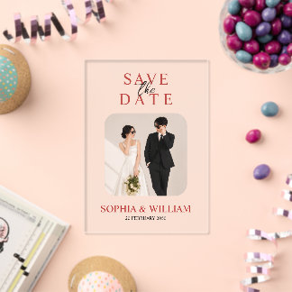 Invitations En Acrylique Carte de rappel de date minimale en acrylique avec