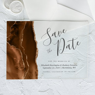 Invitations En Acrylique Carte de rappel Mocha Brown Gold Agate