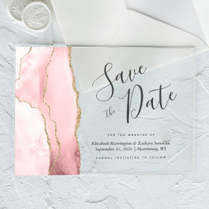 Invitations En Acrylique Carte de rappel moderne rose et or