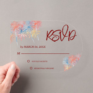 Invitations En Acrylique Carte de réponse de mariage élégante et patriotiqu