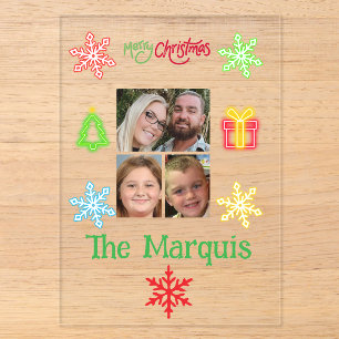 Invitations En Acrylique Carte de vœux de Noël en acrylique pour famille