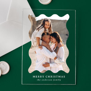 Invitations En Acrylique Carte de vœux festive rétro à cadre ondulé pour ph