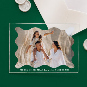 Invitations En Acrylique Carte de vœux festive rétro à cadre ondulé pour ph