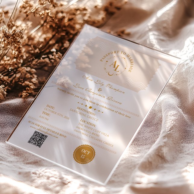 Invitations En Acrylique Carte d'embarquement Destination Mariage cosmique (Créateur téléchargé)