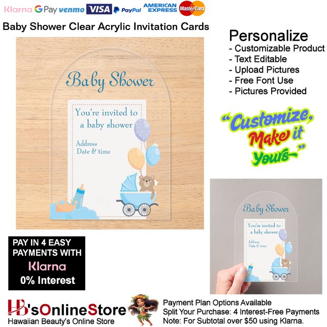 Invitations En Acrylique Carte d'invitation claire en acrylique pour Baby S (Baby Shower Birth Party Supplies Celebrate Clear Acrylic Invitations 5.)
