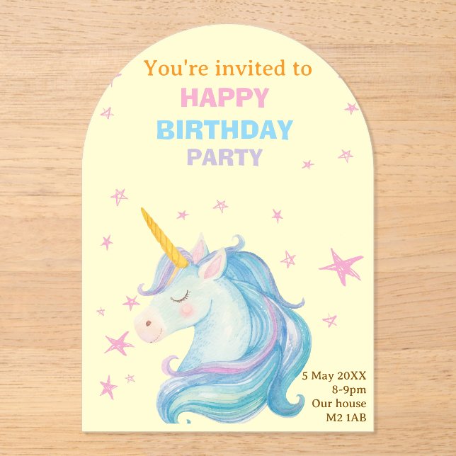 Invitations En Acrylique Carte d'invitation d'anniversaire  (Recto)