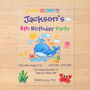 Invitations En Acrylique Carte d'invitation d'anniversaire pour enfants thè