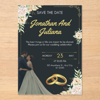 Invitations En Acrylique carte d'invitation de mariage en acrylique à motif