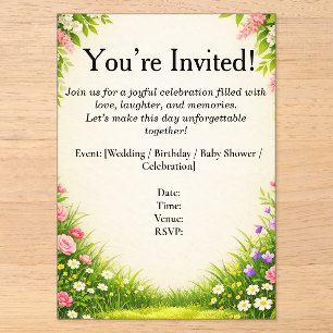 Invitations En Acrylique Carte d'invitation Fleur et Feuille 