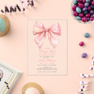 Invitations En Acrylique Carte d'invitation pour Baby Shower Fille avec Nœu
