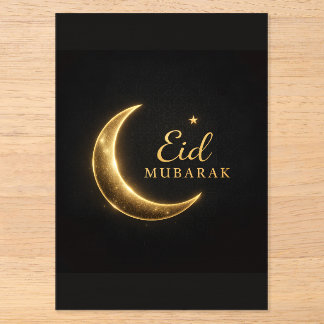 Invitations En Acrylique Carte élégante de Eid Mubarak noire et or – Premiu
