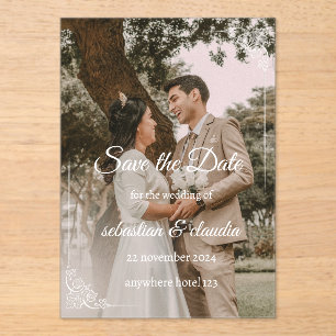 Invitations En Acrylique “Carte élégante de sauvegarde de date personnalisé