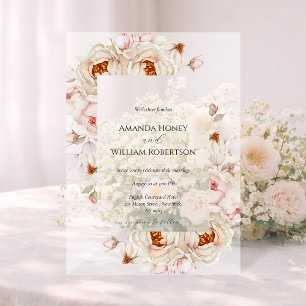 Invitations En Acrylique Carton de mariage en acrylique 'Pivoines en fleurs