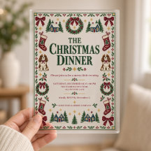 Carton de Noël Broderie Point de Broderie Rouge Ch