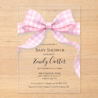 Invitations En Acrylique Carton d'invitation à la baby shower avec ruban à