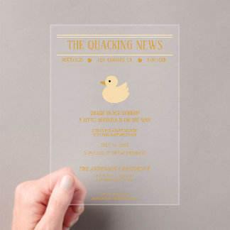 Invitations En Acrylique Carton d'invitation à la baby shower Canard Nouvel
