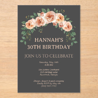 Invitations En Acrylique Carton d'invitation d'anniversaire avec arche flor
