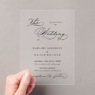 Invitations En Acrylique Carton d'invitation de mariage avec budget de typo
