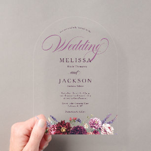 Invitations En Acrylique Carton d'invitation de mariage Dahlia Fleur d'Auto