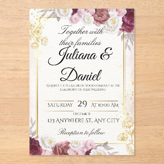 Invitations En Acrylique Carton d'invitation de mariage élégant à motif de