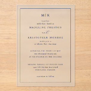 Invitations En Acrylique Carton d'invitation de mariage élégant avec sérif