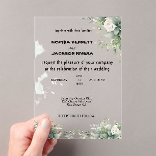 Invitations En Acrylique Carton d'invitation de mariage en acrylique à verd