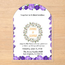 Carton d'invitation de mariage floral à Arche Élég