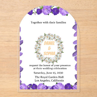 Invitations En Acrylique Carton d'invitation de mariage floral à Arche Élég