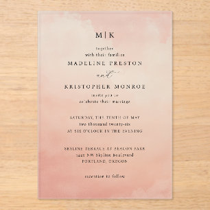 Invitations En Acrylique Carton d'invitation de mariage formel rose élégant