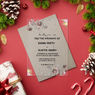 Invitations En Acrylique Carton d'invitation de mariage hivernal à motif fl