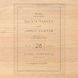Invitations En Acrylique Carton d'invitation de mariage minimaliste élégant