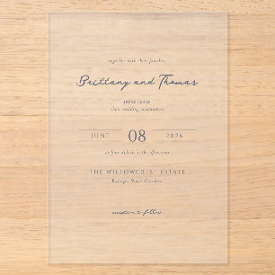Invitations En Acrylique Carton d'invitation de mariage minimaliste gris él