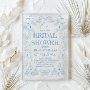 Invitations En Acrylique Carton d'invitation de shower de mariage Toile Blu