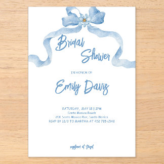 Invitations En Acrylique Carton d'invitation élégant avec ruban bleu pour l