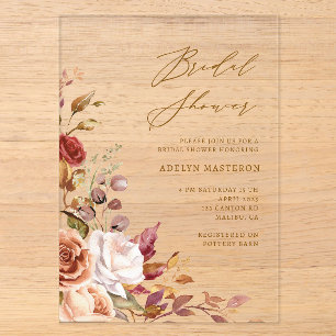 Invitations En Acrylique Carton d'invitation élégant de mariage automnal fl
