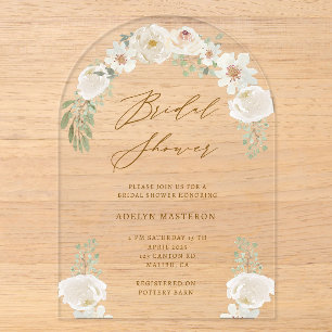 Invitations En Acrylique Carton d'invitation en acrylique élégant ivoire fl