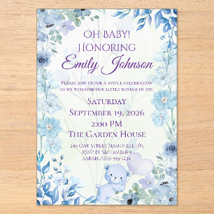 Invitations En Acrylique Carton d'invitation luxe pour Baby Shower Ourson