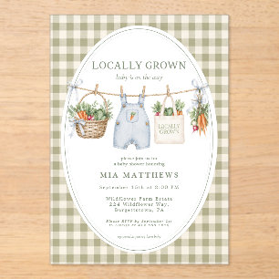 Invitations En Acrylique Carton d'invitation pour baby shower en vichy bleu
