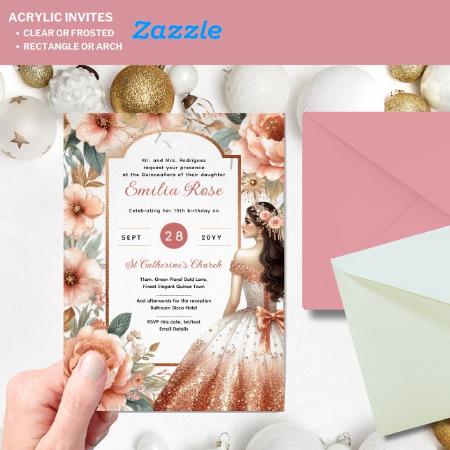 Invitations En Acrylique Carton d'invitation Quinceañera en acrylique – Fle (Créateur téléchargé)