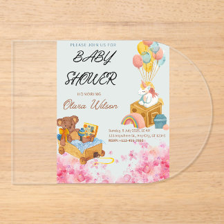 Invitations En Acrylique Cartons d'invitation à la baby shower personnalisa