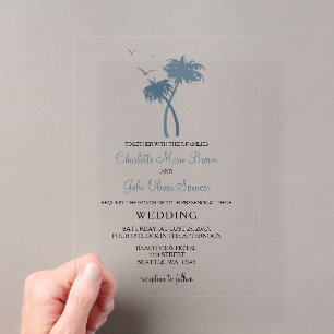 Invitations En Acrylique Cartons d'invitation de mariage au palmier tropica