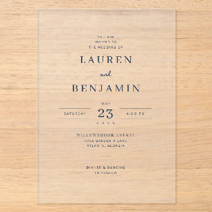 Invitations En Acrylique Cartons d'invitation formels noirs élégants