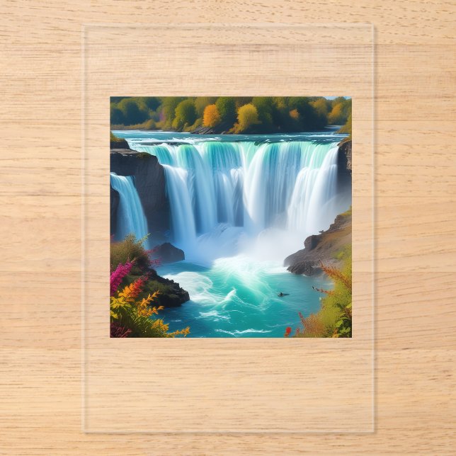 Invitations En Acrylique Cascade turquoise majestueuse | Mur de la nature a (Recto)