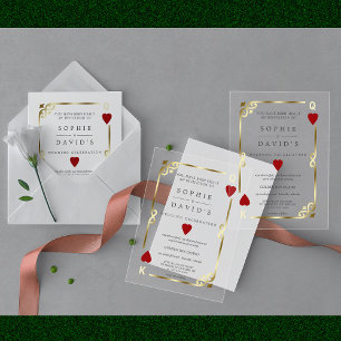 Invitations En Acrylique Casino de luxe Las Vegas Poker Mariage or