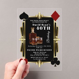 Invitations En Acrylique Casino Whisky Et Cigare Gatsby 40e Anniversaire 