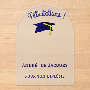 Invitations En Acrylique Casquette bleue - Félicitations françaises