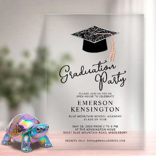 Invitations En Acrylique Casquette moderne mignonne et Tassel Graduation Pa