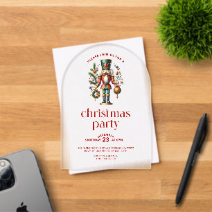 Invitations En Acrylique Casse-Noisette de Noël Blanc Rouge Fête de Noël