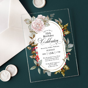 Invitations En Acrylique Célébration d'anniversaire floral féminin Décembre